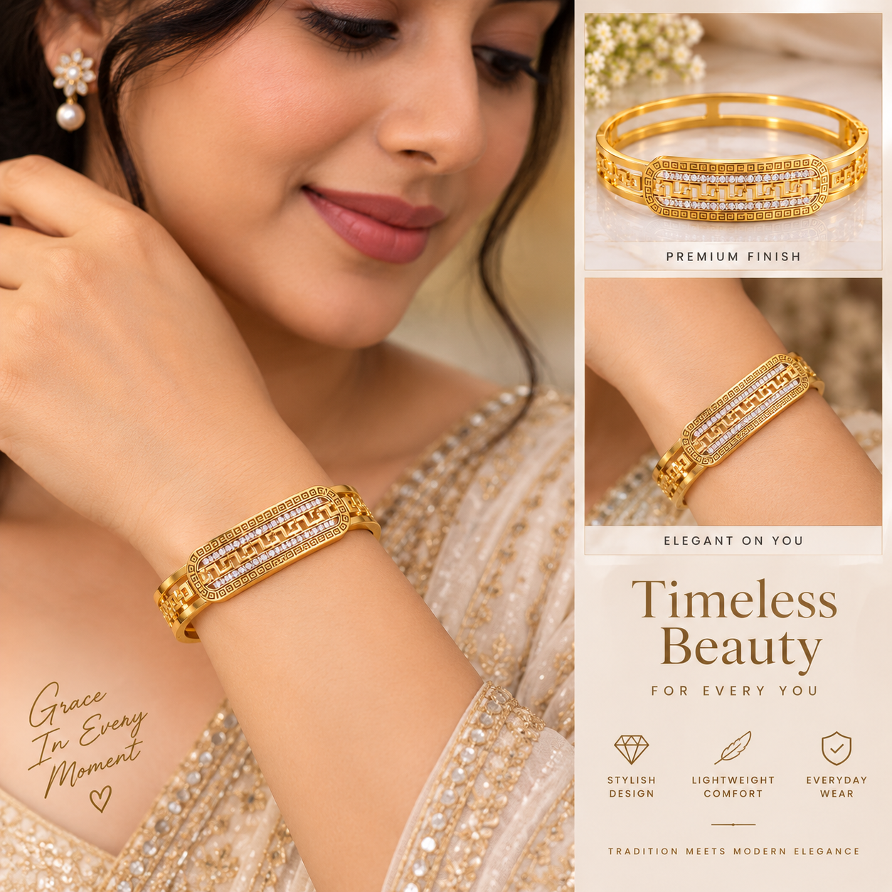 Regal Geo-Link Crystal Cuff Bracelet